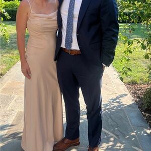 Revelry Skye crepe dress in gold champagne